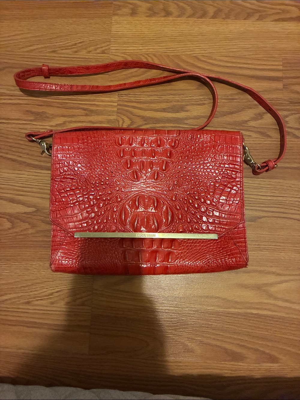 Red BRAHMIN Crossbody Bag with Gold Accent